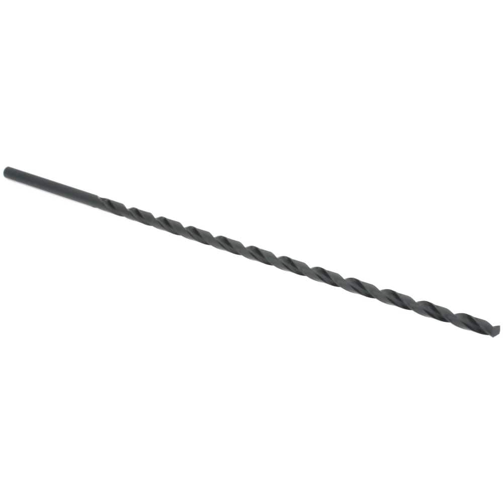 Extra Length Drill Bit: 0.4063″ Dia, 118 °, High Speed Steel Oxide Finish, 12″ Flute Length, 18″ OAL, Spiral Flute, Straight-Cylindrical Shank