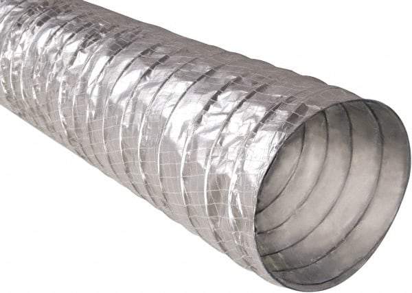 Hi-Tech Duravent - 6" ID, 25' Long, Metalized Film Blower & Duct Hose - Silver, 3" Bend Radius, 0.15 In/Hg, 0.85 Max psi, -20 to 250°F - Top Tool & Supply