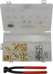 Oetiker - 81 Piece, 1/2 to 9/16" Diam, Welding Hose Clamp Repair Kit - Hose Clamps, Brass Fittings & Pincers - Top Tool & Supply