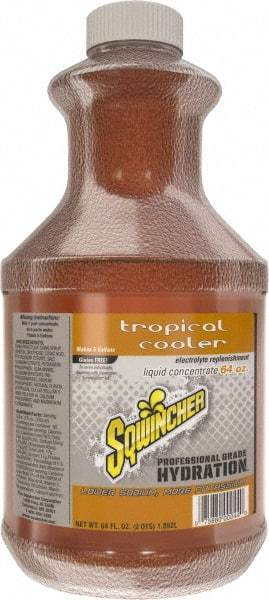 Sqwincher - 64 oz Bottle Tropical Cooler Activity Drink - Liquid Concentrate, Yields 5 Gal - Top Tool & Supply