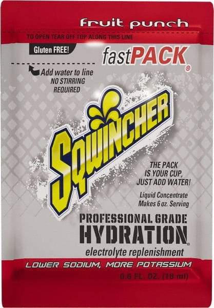 Sqwincher - 0.6 oz Pack Fruit Punch Activity Drink - Liquid Concentrate, Yields 6 oz - Top Tool & Supply