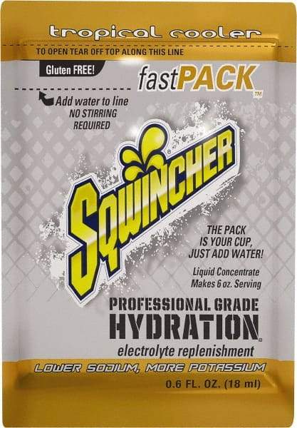 Sqwincher - 0.6 oz Pack Tropical Cooler Activity Drink - Liquid Concentrate, Yields 6 oz - Top Tool & Supply