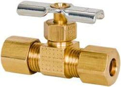 Eaton - 150 Max psi, 1/4" Pipe, Brass, Inline Instrumentation Needle Valve - Compression x Compression End Connections - Top Tool & Supply