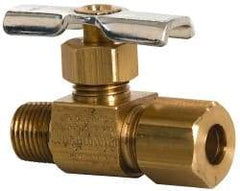 Eaton - 150 Max psi, 1/4 x 1/8" Pipe, Brass, Inline Instrumentation Needle Valve - Compression x MNPT End Connections - Top Tool & Supply