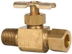 Eaton - 150 Max psi, 3/8 x 1/4" Pipe, Brass, Inline Instrumentation Needle Valve - Compression x MNPT End Connections - Top Tool & Supply