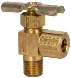 Eaton - 150 Max psi, 1/4 x 1/8" Pipe, Brass, Angled Instrumentation Needle Valve - Compression x MNPT End Connections - Top Tool & Supply