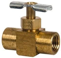 Eaton - 150 Max psi, 1/4" Pipe, Brass, Inline Instrumentation Needle Valve - FNPT x FNPT End Connections - Top Tool & Supply