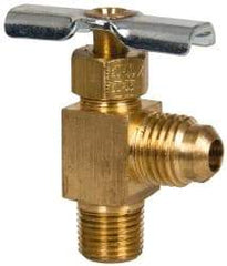 Eaton - 150 Max psi, 1/4 x 1/8" Pipe, Brass, Flare Angled Instrumentation Needle Valve - Flare x MNPT End Connections - Top Tool & Supply