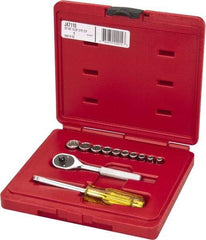 Proto - 12 Piece 1/4" Drive Chrome Finish Socket Set - 12 Points, 3/16" to 9/16" Range, Inch Measurement Standard - Top Tool & Supply