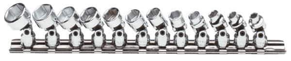 Proto - 12 Piece 1/4" Drive Standard Socket Set - 6 Points, 5 to 15mm, Metric Measurement Standard - Top Tool & Supply