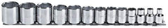 Proto - 13 Piece 3/8" Drive Chrome Finish Socket Set - 6 Points, 1/4" to 1" Range, Inch Measurement Standard - Top Tool & Supply