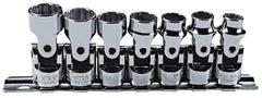 Proto - 7 Piece 3/8" Drive Standard Socket Set - 12 Points, 9 to 15mm, Metric Measurement Standard - Top Tool & Supply