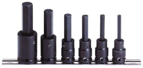 Proto - 6 Piece 1/2" Drive Metric Impact Hex Bit Socket Set - 6 to 17mm Hex - Top Tool & Supply