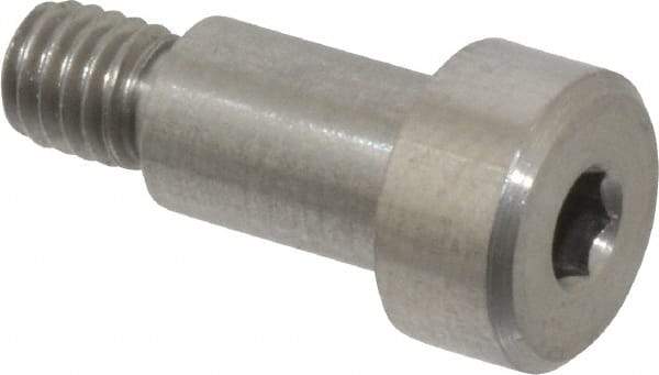 Made in USA - 1/4" Shoulder Diam x 3/8" Shoulder Length, #10-32 UNF, Hex Socket Precision Shoulder Screw - 416 Stainless Steel, Uncoated, 3/16" Head Height x 3/8" Head Diam - Top Tool & Supply