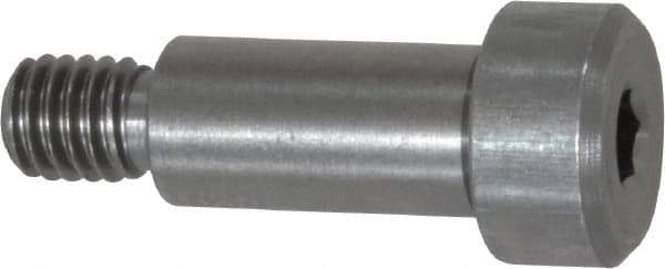 Made in USA - 1/4" Shoulder Diam x 1/2" Shoulder Length, #10-32 UNF, Hex Socket Precision Shoulder Screw - 416 Stainless Steel, Uncoated, 3/16" Head Height x 3/8" Head Diam - Top Tool & Supply