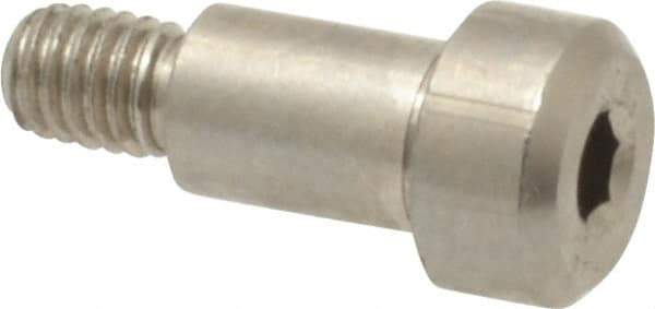 Made in USA - 4mm Shoulder Diam x 6mm Shoulder Length, M3x0.5 Metric Coarse, Hex Socket Shoulder Screw - 303 Stainless Steel, Uncoated, 3mm Head Height x 6mm Head Diam - Top Tool & Supply