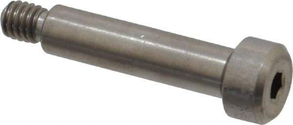 Made in USA - 5mm Shoulder Diam x 20mm Shoulder Length, M4x0.7 Metric Coarse, Hex Socket Shoulder Screw - 303, 18-8 Stainless Steel, Uncoated, 4mm Head Height x 8mm Head Diam - Top Tool & Supply