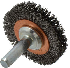 Anderson - 1-1/2" Brush Diam, Crimped, End Brush - 1/4" Diam Shank, 20,000 Max RPM - Top Tool & Supply