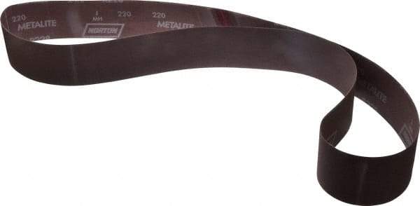 Norton - 2-1/2" Wide x 60" OAL, 220 Grit, Aluminum Oxide Abrasive Belt - Aluminum Oxide, Very Fine, Coated, X Weighted Cloth Backing, Series R228 - Top Tool & Supply