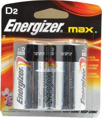 Energizer - Size D, Alkaline, 2 Pack, Standard Battery - 1.5 Volts, Flat Terminal, LR20, ANSI, IEC Regulated - Top Tool & Supply