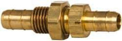 Parker - 1/4" Tube ID, Metal Barbed Bulkhead Tube Union - Brass, 3/8" Tube OD - Top Tool & Supply