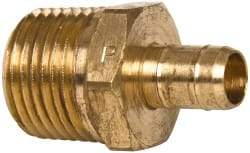 Parker - 3/8" Tube ID, 1/2-14 Thread, Metal Barbed Male Tube Connector - Brass, 1/2" Tube OD - Top Tool & Supply