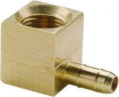 Parker - 11/64" Tube ID, 1/8-27 Thread, Metal Barbed Female Tube Elbow - Brass, 1/4" Tube OD - Top Tool & Supply