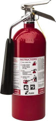 Kidde - 5 Lb, 10-A:80-B:C Rated, Carbon Dioxide Fire Extinguisher - 5-1/4" Diam x 17" High, 850 psi, 8' Discharge in 9 sec, Rechargeable, Aluminum Cylinder - Top Tool & Supply