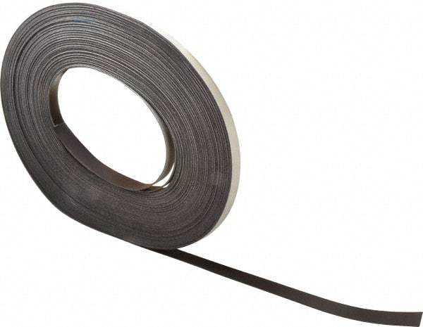 Mag-Mate - 100' Long x 1/2" Wide x 1/32" Thick Flexible Magnetic Strip - 4 Lb Max Pull Force, 2 Linear Ft/Lb Magnetic Pull Force, Adhesive Back - Top Tool & Supply