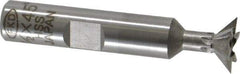 Interstate - 1/2" Diam x 1/4" Width of Cut, 45° Included Angle, High Speed Steel Dovetail Cutter - 3/8" Shank Diam, 1-7/8" Shank Length, 2-1/8" Overall Length - Top Tool & Supply