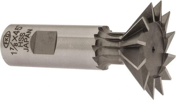 Interstate - 1-7/8" Diam x 13/16" Width of Cut, 45° Included Angle, High Speed Steel Dovetail Cutter - 7/8" Shank Diam, 2-7/16" Shank Length, 3-1/4" Overall Length - Top Tool & Supply