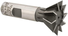 Interstate - 1-3/8" Diam x 9/16" Width of Cut, 60° Included Angle, High Speed Steel Dovetail Cutter - 5/8" Shank Diam, 2-7/8" Overall Length, Uncoated - Top Tool & Supply