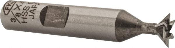 Interstate - 3/8" Diam x 3/16" Width of Cut, 45° Included Angle, Cobalt Dovetail Cutter - 3/8" Shank Diam, 1-15/16" Shank Length, 2-1/8" Overall Length - Top Tool & Supply