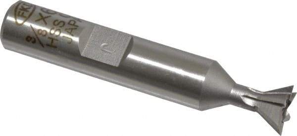 Interstate - 3/8" Diam x 3/16" Width of Cut, 60° Included Angle, Cobalt Dovetail Cutter - 3/8" Shank Diam, 2-1/8" Overall Length, Uncoated - Top Tool & Supply