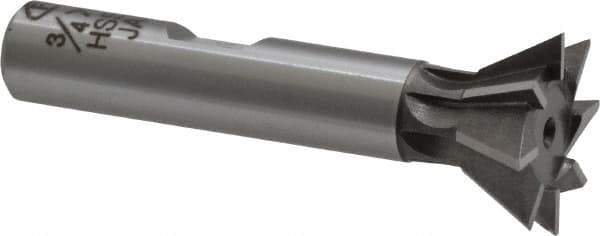 Interstate - 3/4" Diam x 5/16" Width of Cut, 60° Included Angle, Cobalt Dovetail Cutter - 3/8" Shank Diam, 2-1/8" Overall Length, Uncoated - Top Tool & Supply