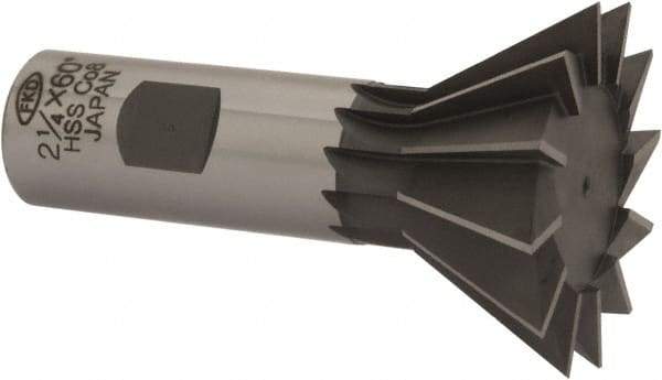 Interstate - 2-1/4" Diam x 1-1/16" Width of Cut, 60° Included Angle, Cobalt Dovetail Cutter - 1" Shank Diam, 3-1/4" Overall Length, Uncoated - Top Tool & Supply