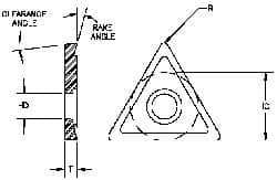 Parlec - TDAB050700 Diamond Tipped Boring Insert - 60° Triangle, 15° Relief Angle, 5/32" Inscr Circle, 3/64" Thick, 0.007" Corner Radius - Top Tool & Supply