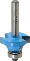 ROMAN CARBIDE - 1" Cut Diam, 1/2" Length of Cut, 2 Flute, Round-Over, Edge Profile Router Bit - Carbide-Tipped, 1/4" Shank Diam, 1-1/4" Shank Length, 2" OAL, Uncoated, Piloted - Top Tool & Supply