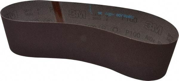 3M - 4" Wide x 36" OAL, 100 Grit, Aluminum Oxide Abrasive Belt - Aluminum Oxide, Fine, Coated, X Weighted Cloth Backing, Series 341D - Top Tool & Supply