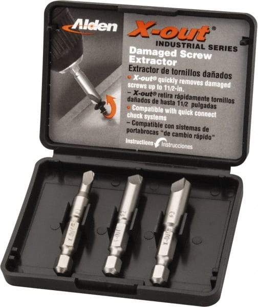 Alden - 3 Piece Quick-Connect Screw Extractor/Drill Set - Screw Range #6 to #14 - Top Tool & Supply