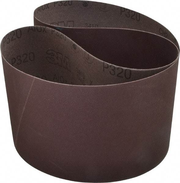 3M - 6" Wide x 48" OAL, 320 Grit, Aluminum Oxide Abrasive Belt - Aluminum Oxide, Extra Fine, Coated, X Weighted Cloth Backing, Series 341D - Top Tool & Supply