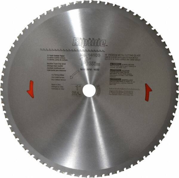 Porter-Cable - 14" Diam, 1" Arbor Hole Diam, 72 Tooth Wet & Dry Cut Saw Blade - Carbide-Tipped, Cutoff Action, Standard Round Arbor - Top Tool & Supply