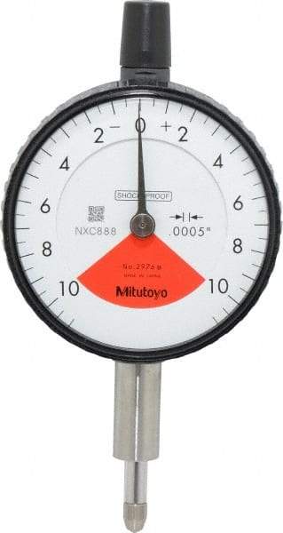 Mitutoyo - 0.02" Range, 10-0-10 Dial Reading, 0.0005" Graduation Dial Drop Indicator - 2-3/16" Dial, 0.028" Range per Revolution, 0.0005" Accuracy - Top Tool & Supply