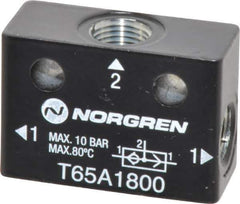 Norgren - 1/8" NPT x 1/8" NPT Shuttle Valve - 10 to 145 psi & Zinc Body - Top Tool & Supply