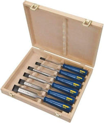 Irwin - 6 Piece Wood Chisel Set - 10-3/4" OAL, Sizes Included 1/4 to 1-1/4" - Top Tool & Supply