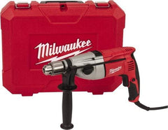 Milwaukee Tool - 120 Volt 1/2" Keyed Chuck Electric Hammer Drill - 0 to 20,000 & 0 to 40,000 BPM, 0 to 1,350 & 0 to 2,500 RPM, Reversible - Top Tool & Supply