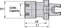 Kennametal - 0.4mm to 10.41mm Capacity, 35mm Projection, Modular Connection, ER16 Collet Chuck - 54.99mm OAL - Exact Industrial Supply