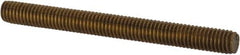 Value Collection - #10-32 2" OAL Fully Threaded Stud - Brass, Plain Finish - Top Tool & Supply