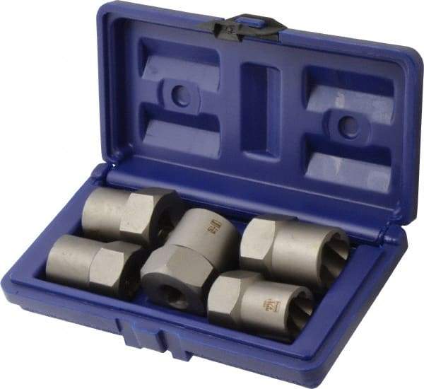 Irwin Hanson - 5 Piece Bolt Extractor Set - 1/2" Drive, Molded Plastic Case - Top Tool & Supply