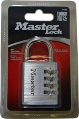 Master Lock - 1-9/16" Body Width, 7/8" Shackle Clearance, Aluminum Chrome Plated Combination Lock - 1/4" Shackle Diam, 1" Shackle Width - Top Tool & Supply